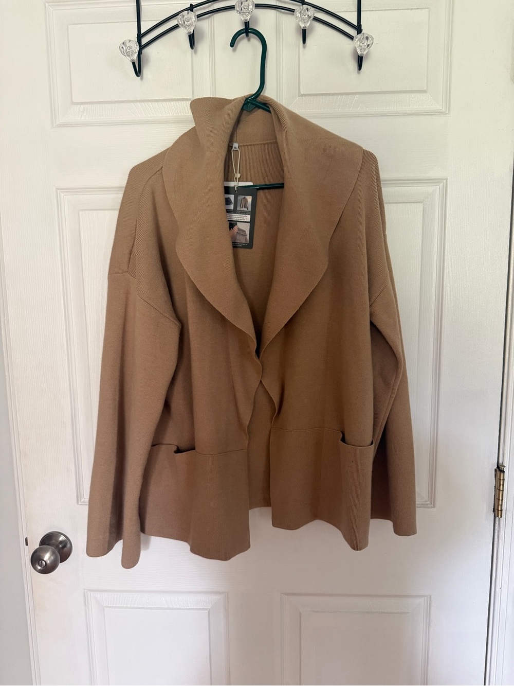 Amazon Women's Open-Front Shawl Collar Cardigan - Camel
